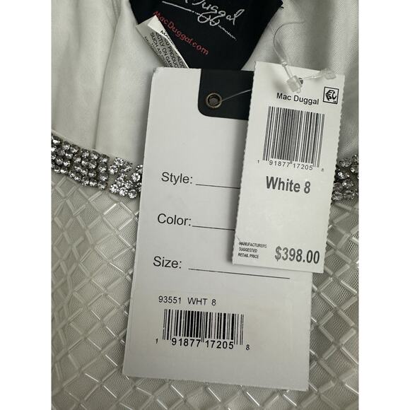 New MacDuggal White Beaded Sleeveless Textured 93551 WHT Dress Size 8 - Picture 7 of 12